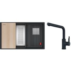 Set chiuvetă din granit Franke Kanon 125.0749.681, baterie bucătărie Franke Urban 115.0627.523