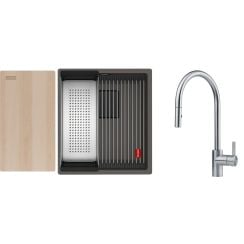 Set chiuvetă din granit Franke Kanon 125.0749.653, baterie bucătărie Franke Eos 115.0590.045