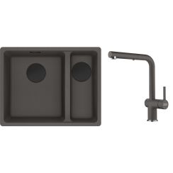 Set baterie bucătărie Franke Active L Pull-Out Spray 115.0721.464, chiuvetă din granit Franke Maris 125.0737.993