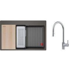 Set chiuvetă din granit Franke Kanon 114.0749.639, baterie bucătărie Franke Eos 115.0590.045