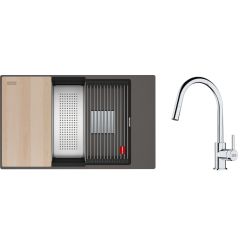 Set chiuvetă din granit Franke Kanon 125.0749.669, baterie bucătărie Franke Lina 115.0693.229