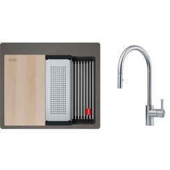 Set chiuvetă din granit Franke Kanon 114.0749.559, baterie bucătărie Franke Eos 115.0590.045