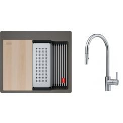 Set chiuvetă din granit Franke Kanon 114.0749.633, baterie bucătărie Franke Eos 115.0590.045