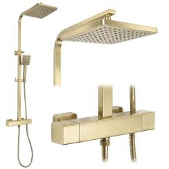 Rea Atrium set de duș perete cu termostat cu duș de ploaie auriu REA-P8922