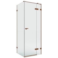 New Trendy Eventa Copper Brushed cabină de duș 100x100 cm pătrat cupru periat/sticlă transparentă EXK-8053
