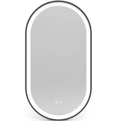 LaVita Leto oglindă 90x50 cm oval cu iluminare cu covoraș de încălzire negru 5900378341024