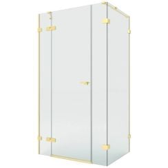 New Trendy Eventa Gold Brushed cabină de duș 130x80 cm dreptunghiular auriu periat/sticlă transparentă EXK-8328