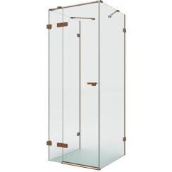 New Trendy Eventa Copper Brushed cabină de duș 80x80 cm pătrat cupru periat/sticlă transparentă EXK-8111