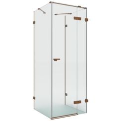 New Trendy Eventa Copper Brushed cabină de duș 90x80 cm dreptunghiular cupru periat/sticlă transparentă EXK-8118