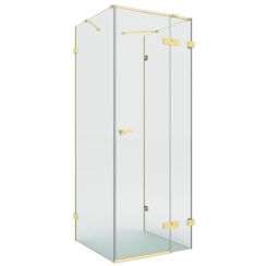 New Trendy Eventa Gold Brushed cabină de duș 90x80 cm dreptunghiular auriu periat/sticlă transparentă EXK-8347