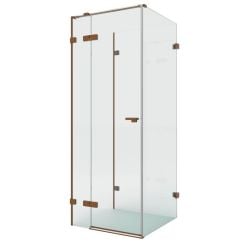 New Trendy Eventa Copper Brushed cabină de duș 90x80 cm dreptunghiular cupru periat/sticlă transparentă EXK-8137