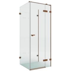 New Trendy Eventa Copper Brushed cabină de duș 90x80 cm dreptunghiular cupru periat/sticlă transparentă EXK-8138