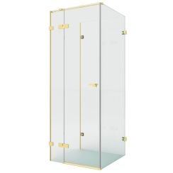 New Trendy Eventa Copper Brushed cabină de duș 90x80 cm dreptunghiular auriu periat/sticlă transparentă EXK-8374
