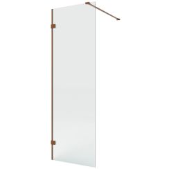 New Trendy Eventa Copper Brushed perete cabină de duș walk-in 130 cm cupru periat/sticla transparentă EXK-8163