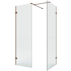 New Trendy Eventa Copper Brushed cabină de duș walk-in 120x80 cm dreptunghiular cupru periat/sticlă transparentă EXK-8196