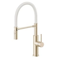 Ruvetti Miku baterie bucătărie pe picior alb-aur/aur vechi 1012PVD-CHWH