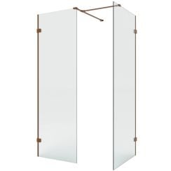 New Trendy Eventa Copper Brushed cabină de duș walk-in 120x100 cm dreptunghiular cupru periat/sticlă transparentă EXK-8206