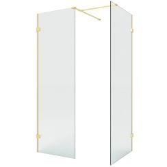New Trendy Eventa Gold Brushed cabină de duș walk-in 150x80 cm dreptunghiular auriu periat/sticlă transparentă EXK-8432