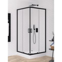 New Trendy Suvia Black cabină de duș 90x90 cm pătrat negru mat/sticlă transparentă K-5118