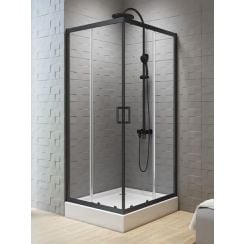 New Trendy New Varia Black cabină de duș 90x80 cm dreptunghiular negru mat/sticlă transparentă K-5161
