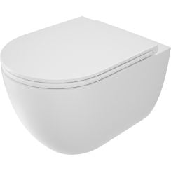 Deante Round vas wc cu capac soft-close agăţat fără margine cu spălare turbionară alb mat CGRDAZPW