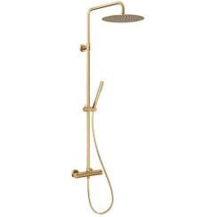KFA Armatura Moza Brushed Light Gold set de duș perete cu termostat cu duș de ploaie auriu 5736-921-39