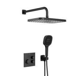 KFA Armatura Malaga Black set de duș ascuns cu termostat cu duș de ploaie negru 5759-530-81