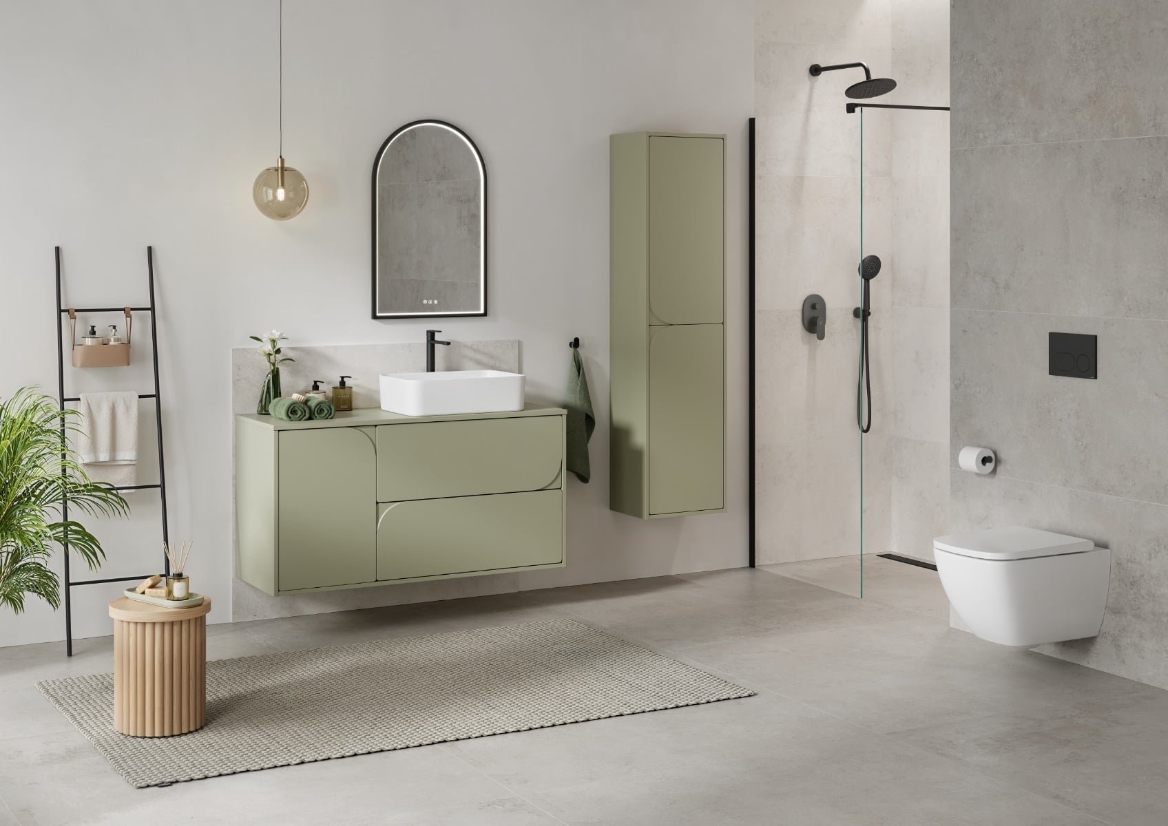 Baie cu mobilier CREA II verde salvie
